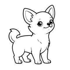 Simple vector illustration of Chihuahua drawing for kids colouring activity