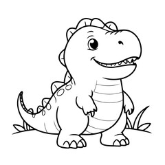 Cute vector illustration TRex for toddlers colouring page