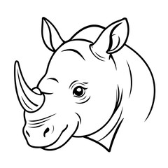 Vector illustration of a cute Rhino doodle for kids colouring page