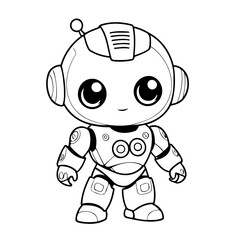 Vector illustration of a cute Robot doodle for kids coloring worksheet