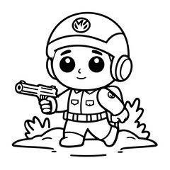 Vector illustration of a cute Soilder doodle colouring activity for kids