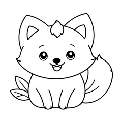 Naklejka premium Vector illustration of a cute Fox drawing for toddlers coloring activity