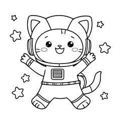 Simple vector illustration of Cat hand drawn for kids page