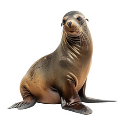 Obraz premium A Galapagos sea lion sits on a Png background, a galapagos sea lion isolated on transparent background