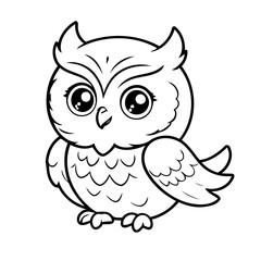Vector illustration of a cute owl drawing for toddlers colouring page