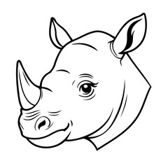 Cute vector illustration Rhino doodle for kids colouring page