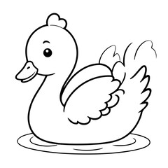 Vector illustration of a cute Swan doodle colouring activity for kids