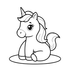 Vector illustration of a cute Unicorn drawing for children page