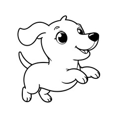 Cute vector illustration Dachshund for kids colouring page