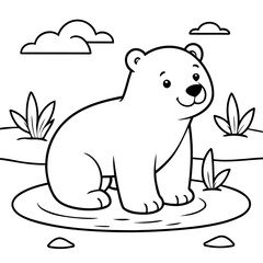 Vector illustration of a cute Polarbear doodle for toddlers worksheet