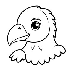 Simple vector illustration of Vulture drawing colouring activity
