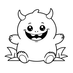 Vector illustration of a cute Monster drawing for children page