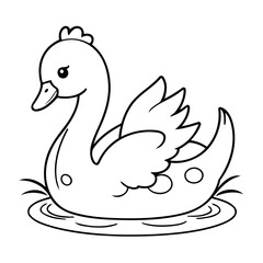 Cute vector illustration Swan colouring page for kids
