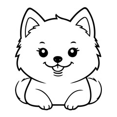 Simple vector illustration of Pomsky hand drawn for kids page