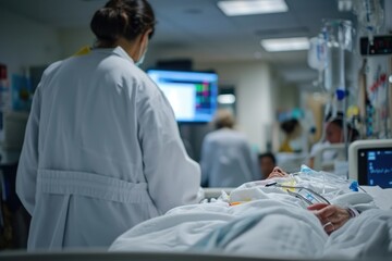 Obraz premium Emergency care by a doctor for a patient in serious condition