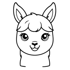 Cute vector illustration Llama for kids colouring page