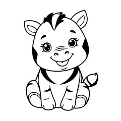 Cute vector illustration Zebra doodle colouring activity for kids
