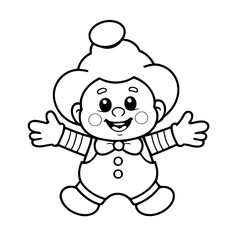 Simple vector illustration of Clown hand drawn for kids page