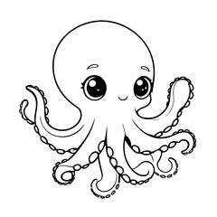 Cute vector illustration octopus doodle for toddlers coloring activity