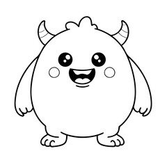 Simple vector illustration of Monster outline for colouring page