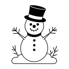 Simple vector illustration of Snowman drawing for toddlers coloring activity