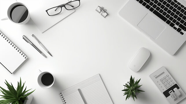 Minimalist office desk setup with essential supplies
