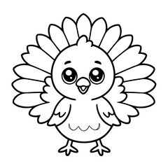 Vector illustration of a cute Turkey drawing for children page