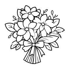 Simple vector illustration of Bouquet for children colouring activity