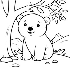 Simple vector illustration of Polarbear drawing for kids page