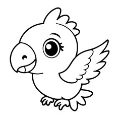 Vector illustration of a cute Parrot drawing for children page