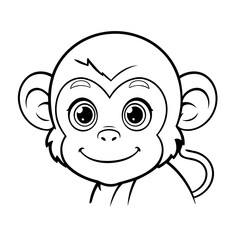 Cute vector illustration Monkey drawing for toddlers coloring activity