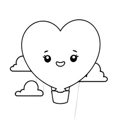Vector illustration of a cute Balloon drawing for kids colouring activity