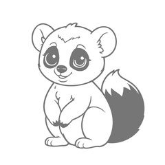 Simple vector illustration of lemur drawing for kids colouring activity