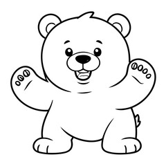 Obraz premium Simple vector illustration of Polarbear drawing for toddlers coloring activity