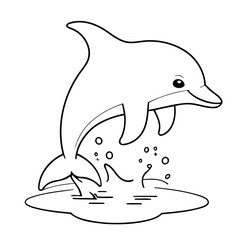 Cute vector illustration Dolphin for kids colouring page
