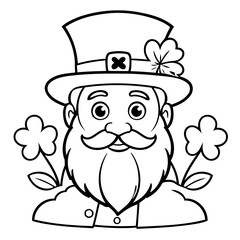 Vector illustration of a cute StPatricks doodle for kids colouring page