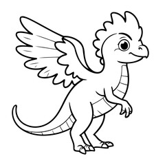 Simple vector illustration of Dino drawing for toddlers book