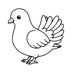 Simple vector illustration of pigeon doodle for toddlers worksheet