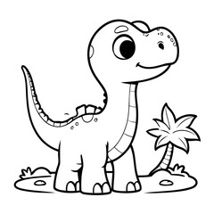 Cute vector illustration Dino doodle for toddlers coloring activity