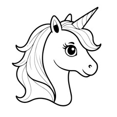 Simple vector illustration of Unicorn doodle for toddlers worksheet