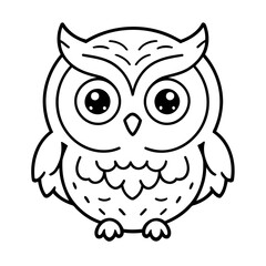 Vector illustration of a cute Owl doodle for kids colouring page