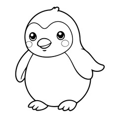 Vector illustration of a cute Penguin doodle for children worksheet