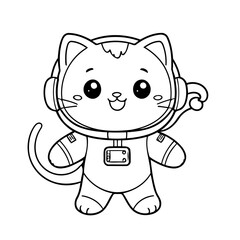 Simple vector illustration of Cat doodle for toddlers worksheet