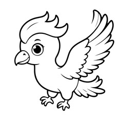 Vector illustration of a cute phoenix doodle for children worksheet