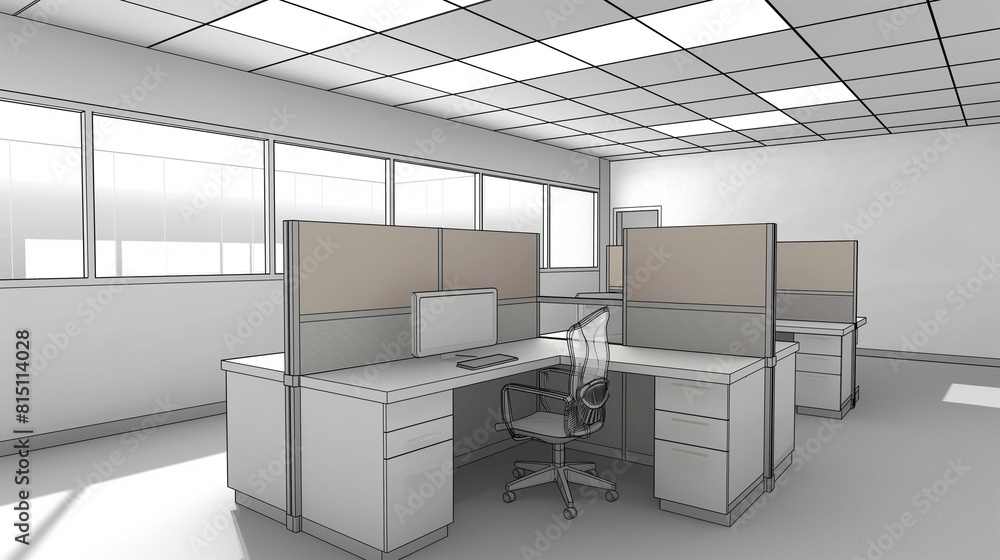 Aufkleber simple office cubicle with clean lines and open space