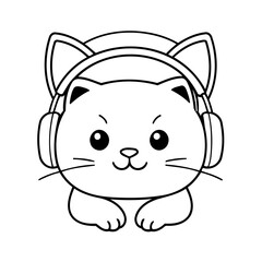 Simple vector illustration of Cat drawing colouring activity