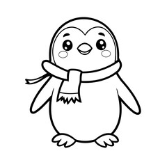 Cute vector illustration Penguin hand drawn for kids coloring page