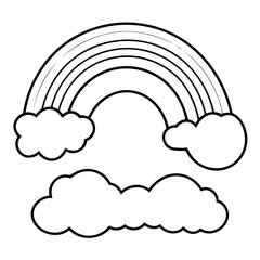 Simple vector illustration of Rainbow hand drawn for kids page