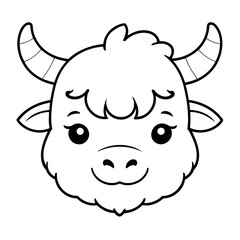 Cute vector illustration Yak doodle colouring activity for kids