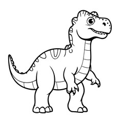 Cute vector illustration Dino doodle colouring activity for kids